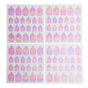 

3D 6/12/24 Multicolor Hollow Sheets Art Stencil Bling Water Transfer Sticker DIY or Nail Salon