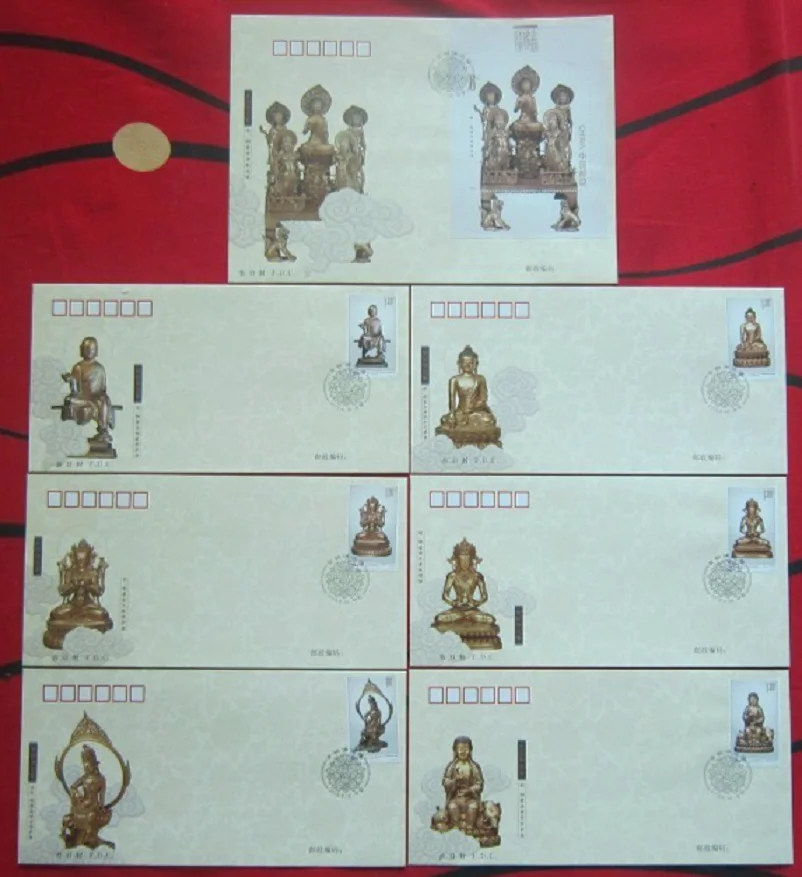 CHINA 2013-14 Gold Bronze Buddha Statues Stamps+ Sheetlet FDC | Дом и сад