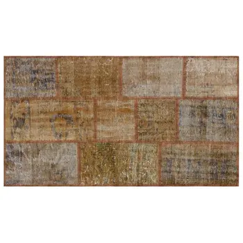 

Handmade Brown Vintage Overdyed Patchwork Area Rug 080x150 Cm-2'7''X4'11''