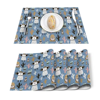 

Nordic Cactus Alpaca Placemat Washable Cotton Linen Table Cloth Pad Mat Rectangle Placemats Heat Resistant