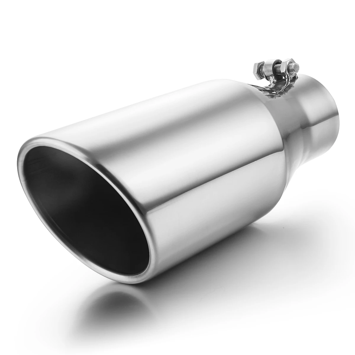 LCGP 3 x 5 x 12 Clamp On Stainless Steel Polished Diesel Exhaust Tailpipe Tip 3 Inch Inlet Exhaust Tip 