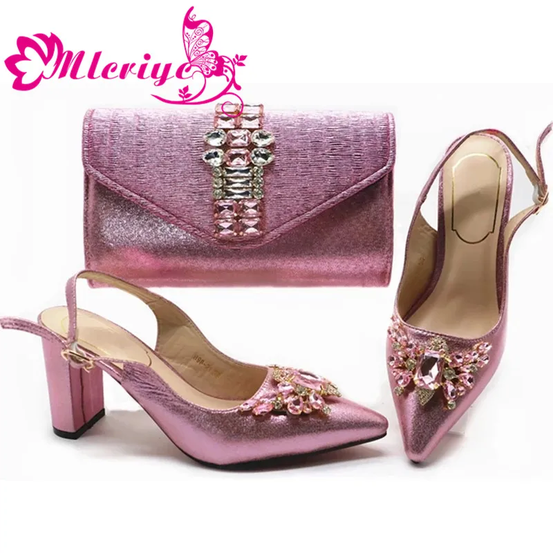 

Pink Ankle Buckle Italian Shoes with Matching Bag for Wedding Italy Nigerian Shoe and Matching Bag African Wedding Shoes and Bag