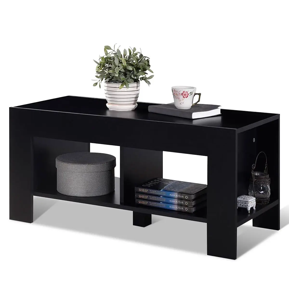 

Costway 2-Tier Wood Coffee Table Sofa Side Table w/ Storage Shelf Living Room Office New