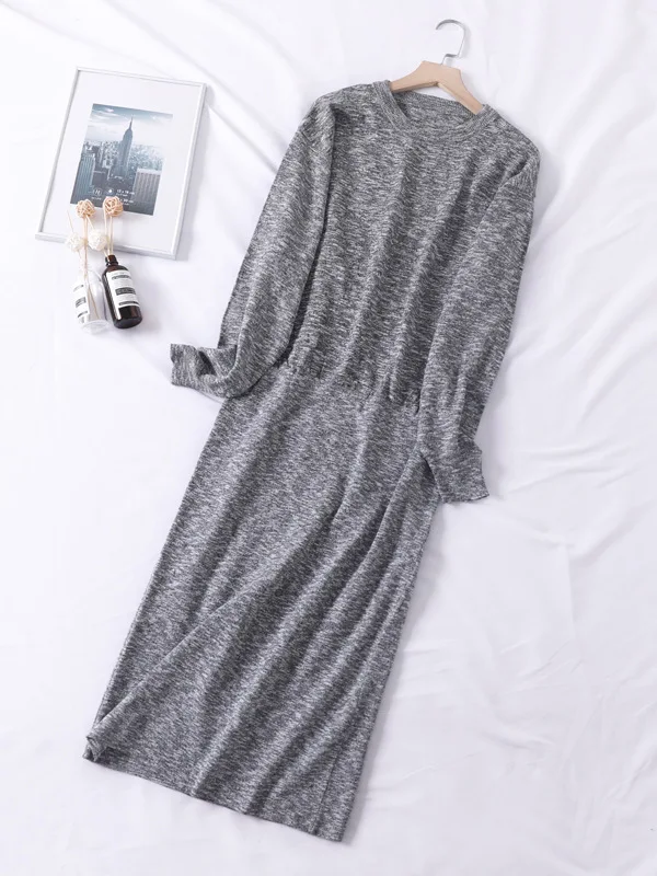 

A Generation of Autumn And Winter New Style Long Sleeve Mid-length Jersey Dress Korean-style Slimming Base Skirt Versatile Entit