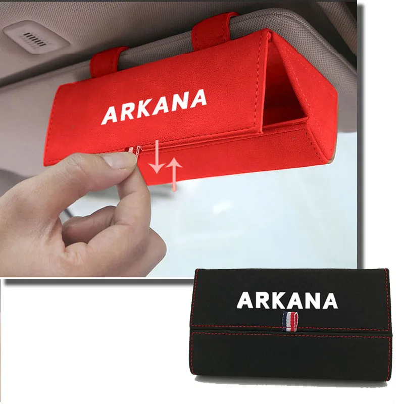 1pc For Renault Arkana Flocking Auto Glasses Box Storage Holder Magnetic Car Sunglasses Case Holder Organizer Car Accessories