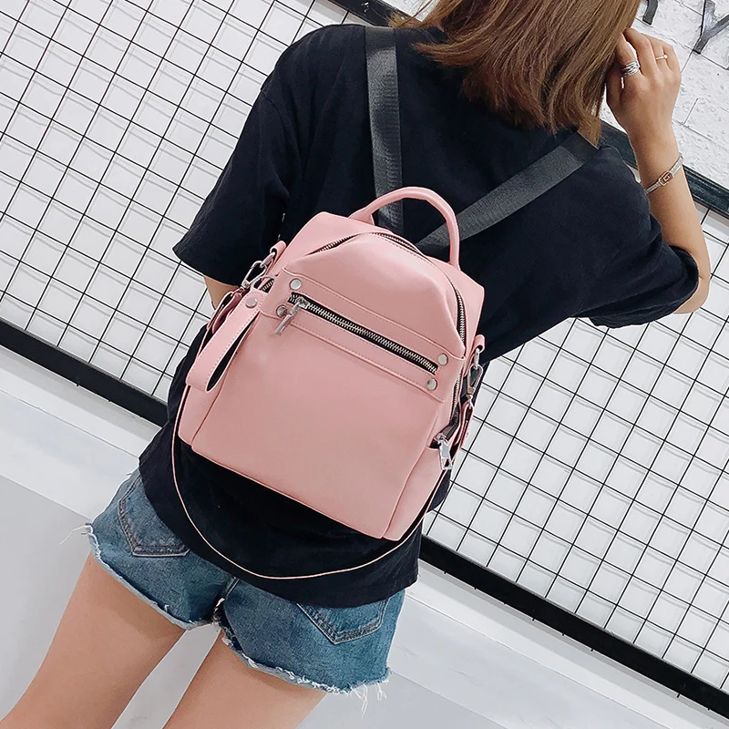 

Fashion Female Pu Leather Backpack School Bags for Teenage Girls Pink Mini Small Waterproof Anti Theft Travel Backpacks Bookbags