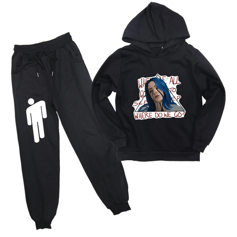 Billie Eilish/Детская толстовка с принтом, комплекты одежды для мальчиков хлопковый костюм комплект из двух предметов для маленьких девочек: толстовка+ штаны, весенне-осенние комплекты для малышей