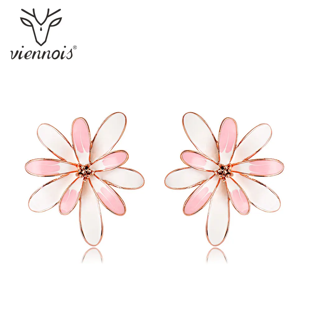 Viennois шпилька/белые цветочные серьги для женщин, эмалированные Серьги для девушек