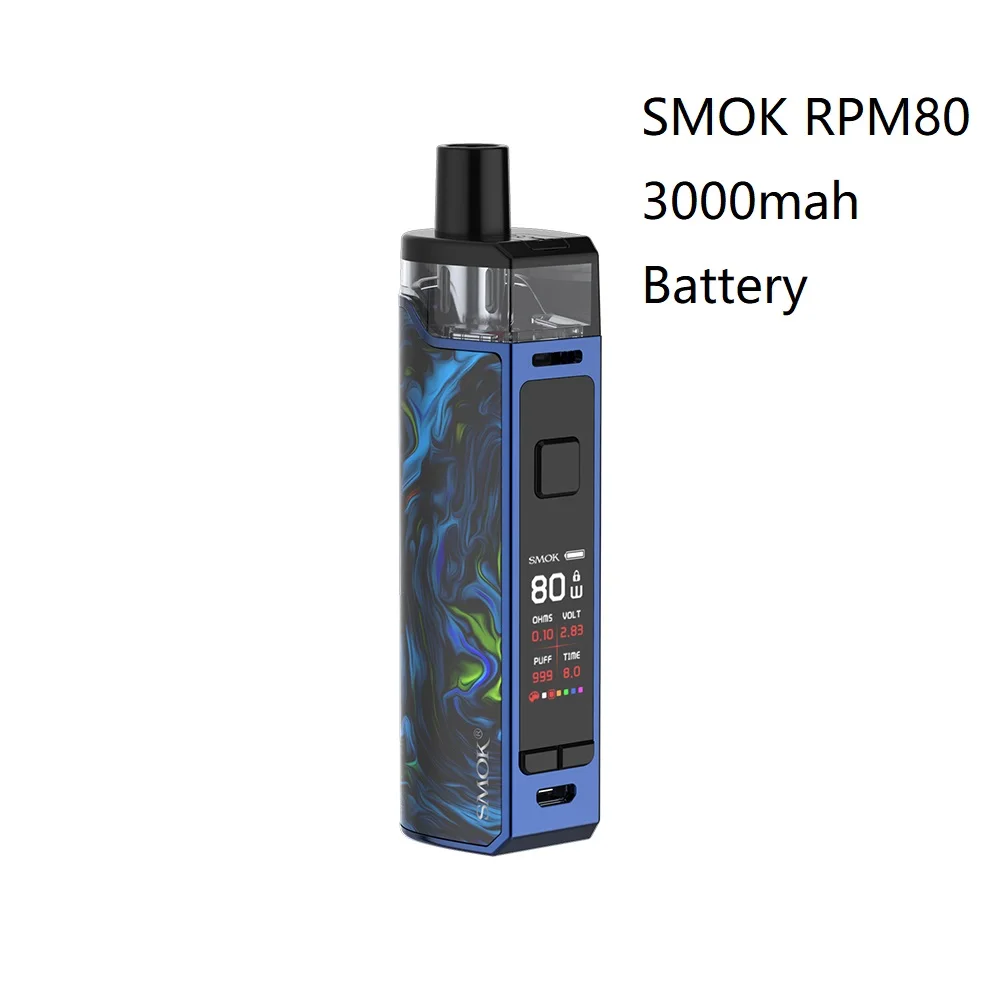 SMOK RPM80 Mod Pod Комплект с 3000 мАч батареей vs SMOK RPM80 Pro Pod Kit No 18650 батарея 5 мл Pod Max 80 Вт vs Vinci/aegis - Цвет: Fluid Blue RPM80