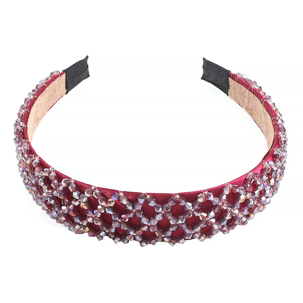 Winter New Za Headband Handmade Crystal Beads Women Head Hoops Women Headwear Accessories Free Dropshipping - Цвет: red