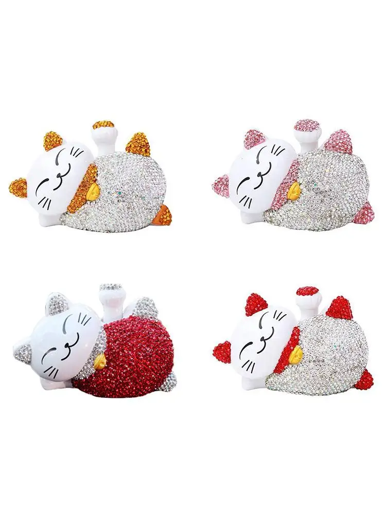 Солнечный Lucky Cat украшения Стразы призыва кошки автомобиль украшения с бриллиантом украшение автомобиля
