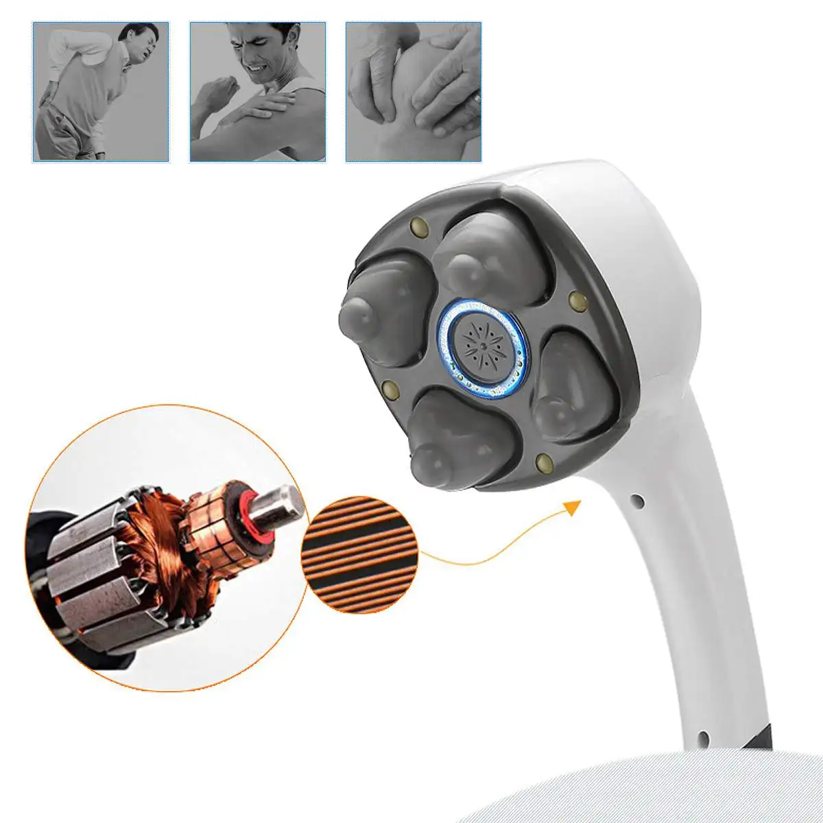 Electric Handheld Massager Four Head Machine Full Body Neck Vertebra Back Muscle Relax Vibrating Deep Tissue Massage Health Care