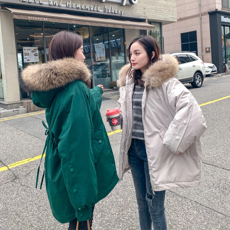 

Workwear Cotton Coat Women's Short 2019 Autumn And Winter New Style Korean-style Fur Collar Cotton-padded Clothes Loose-Fit Stud