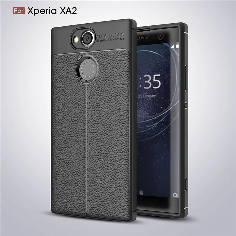 Черный Для sony Xperia XA3 Plus чехол 10 Plus Полный Защитный Мягкий Силиконовый ТПУ личи шаблон чехол для телефона для sony XA3 10 Чехол - Цвет: Черный