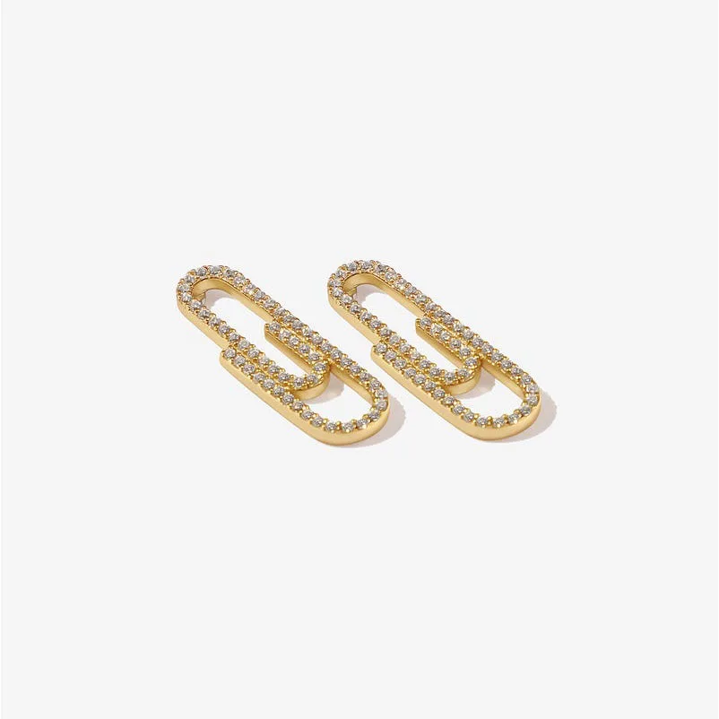 Trendy Gold Color Paper Clip Safety Pin Stud Earrings