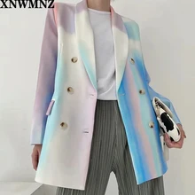 Aliexpress - XNWMNZ za Women 2020 Fashion Double Breasted Tie-dye Print Blazer Coat Vintage Long Sleeve Pockets Female Outerwear Chic Tops