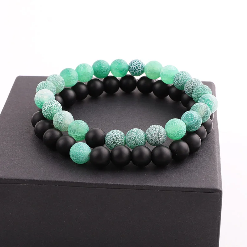 

Natural Stone Matte Dull Beaded Elastic Adjustable Bracelet Women Men