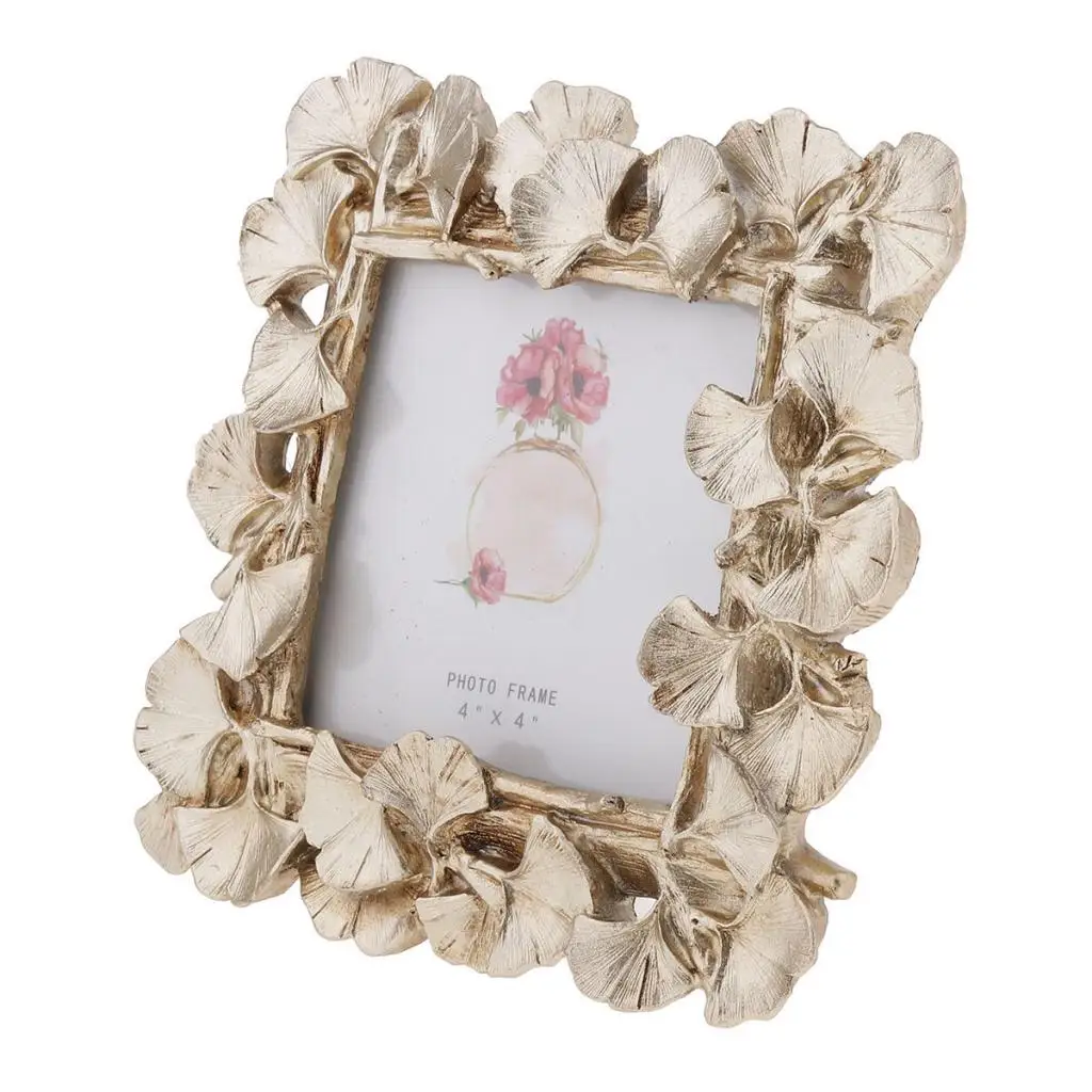 Винтажная фоторамка с золотым полимерным креплением в виде листа гинкго для