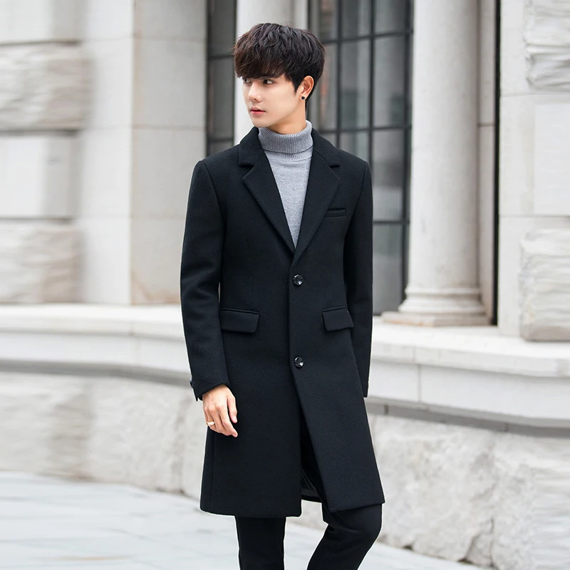 Mens black long winter coat Clearance