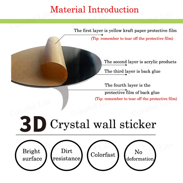 Adesivo de parede 3d de acrílico espelhado,