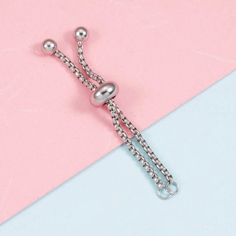 Adjustable Stainless Steel Box Chain Slider Extender Chain For DIY Making Bracelets Ring wholesale 10pcs