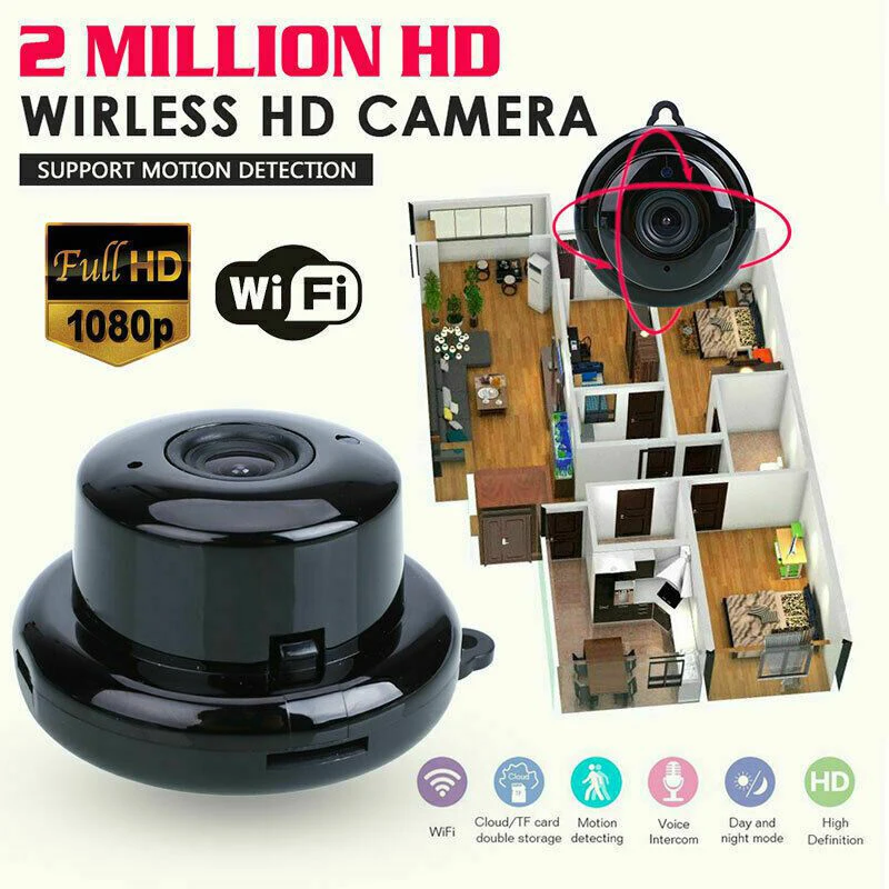 Беспроводная мини камера видеонаблюдения V380 Wi Fi IP ночное видение обнаружение