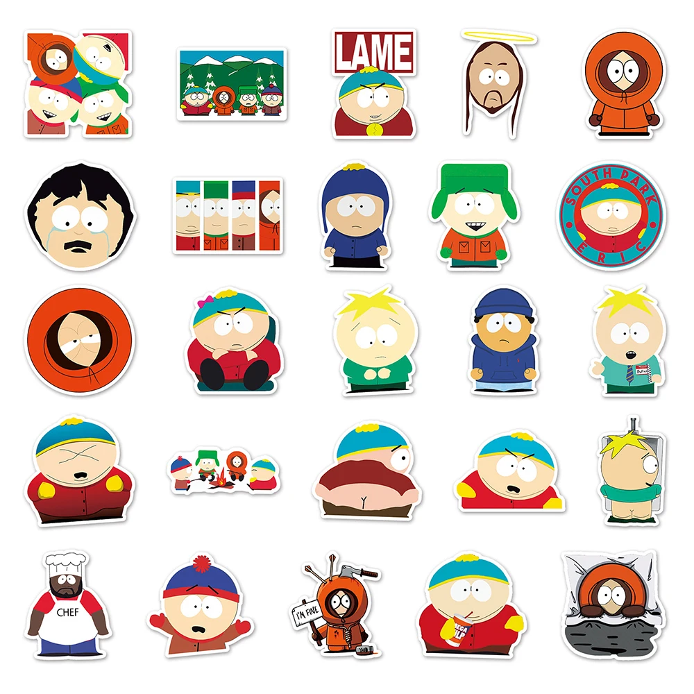 Classic Animation SouthPark Cartoon Anime Stickers Travel Luggage Skateboard Toy Graffiti Funny Decal Sticker Toys 10/30/50pcs cartoon stickers,anime stickers,graffiti stickers