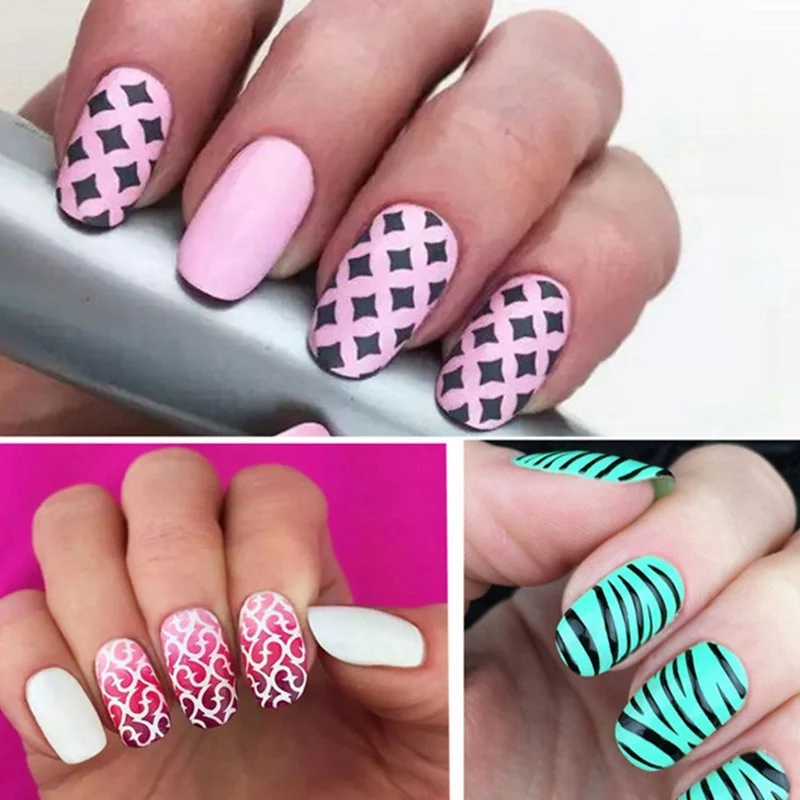 24pcs Tips Heart Star Fish Pattern Nail Vinyls Set Nail Stencils Hollow Nail Sticker Nail Art Tools For DIY