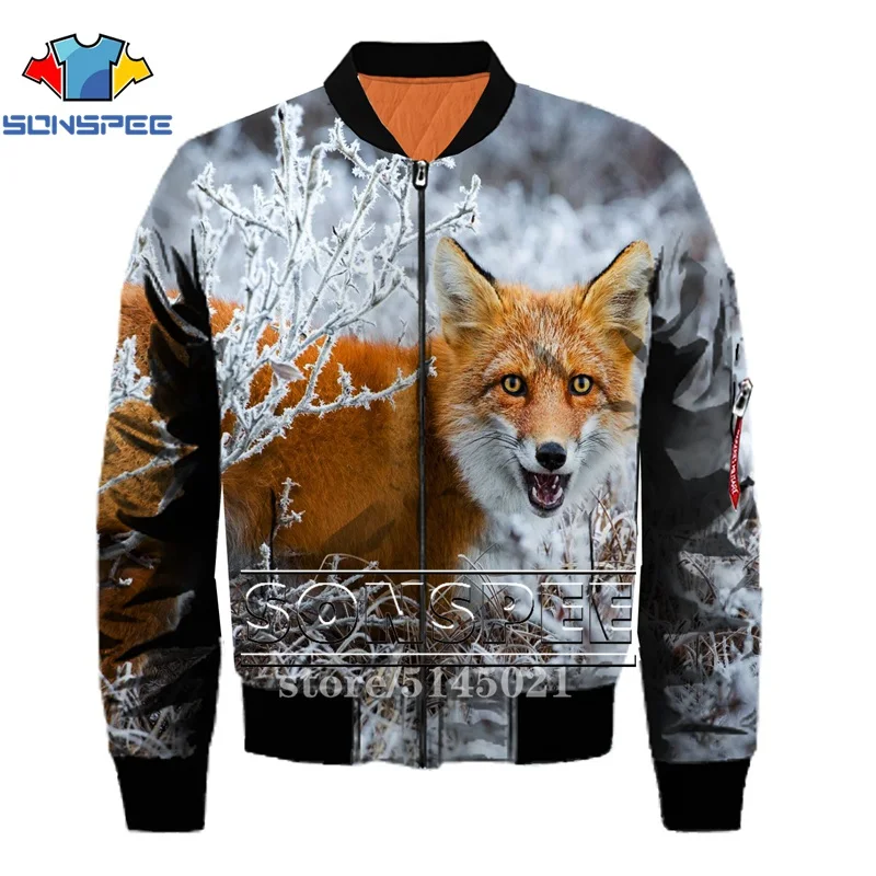 SONSPEE Animal Fox 3D принт Харадзюку Топ Летающая куртка Авиатор Пилот мужские куртки бомбер женская модная повседневная одежда G14