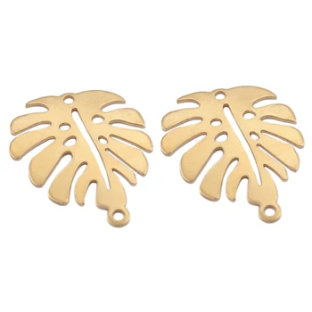 

10pcs Raw Brass Monstera Leaf Earrings Connectors Tropical Palm Tree Leaves Charms Link Diy For Bracelet Necklace Jewelry Making