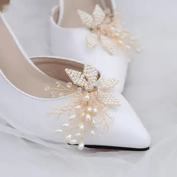 

Shoe Clip Handmade Pearl Luxury Wedding Shoes Bride High Heel Decoration Floral Decoration Charms Accessories