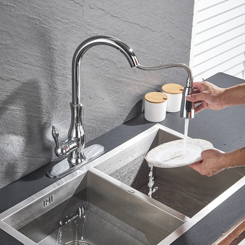 Description Picture 5 of itemOnyzpily Kitchen Sink Faucet Pull Out ORB/Chrome/Golden/Brushed Spray  360 Rotation Spout Two water modes Single Handle Mixer