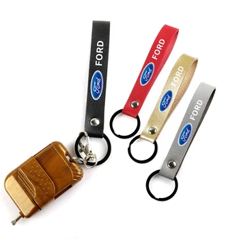 

Metal Stainless Steel Car Key Ring Leather Keychain Key Ring Chain for Ford focus Fiesta EcoSport ESCORT ranger fusion mondeo