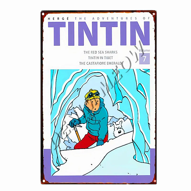 4 Приключения Тинтина, мультяшная Оловянная табличка, металлический винтажный плакат на стену, художественные наклейки, детский подарок, домашний декор, WY113 - Цвет: 4