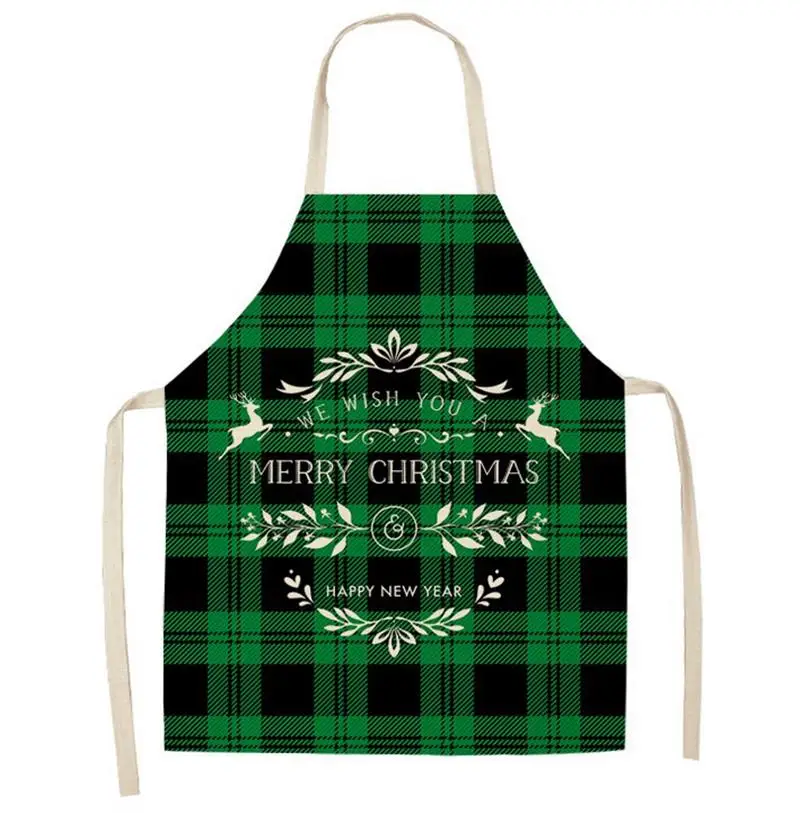 Christmas Hot Cotton Linen Apron Kitchen Christmas Creative Decoration New Year Gifts For Men&Women Kitchen Household Items 2021