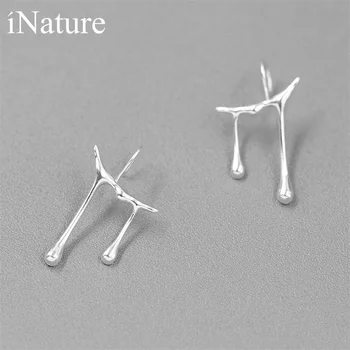 

INATURE Bit by Bit 925 Sterling Silver Simple Geometric Drop Earrings for Women Brincos Female Jewelry