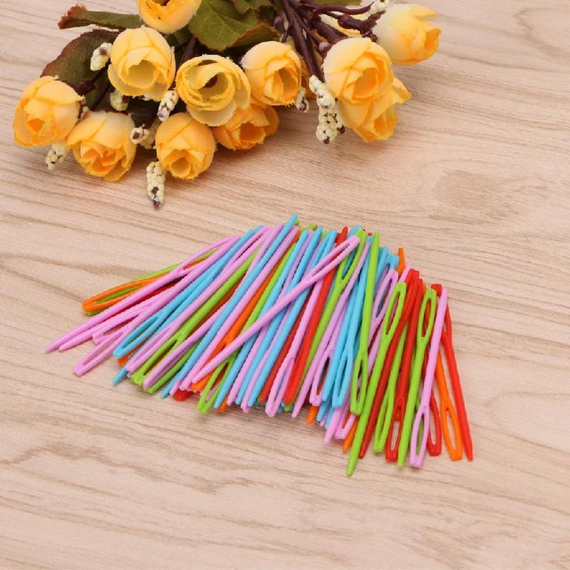 100PCS 7cm/9cm Children Colorful Plastic Needles Tapestry Binca Sewing Yarn  Needle Plastic Needles For Kids