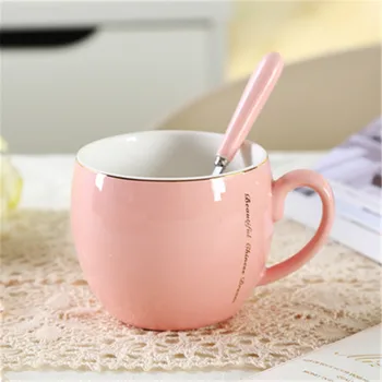 

Ceramic Chunky Ewer Cup Mugs Couple Color Coffee Cup Milk Mug with Exclusive Spoon Coffee Cup MK70