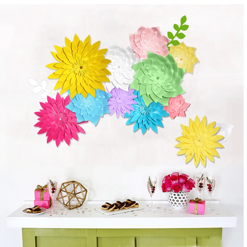 Сделай Сам medio hecho gigante papel искусственный flor boda fiesta telón de fondo pared Decoration grande papel flores cabeza Fotografia