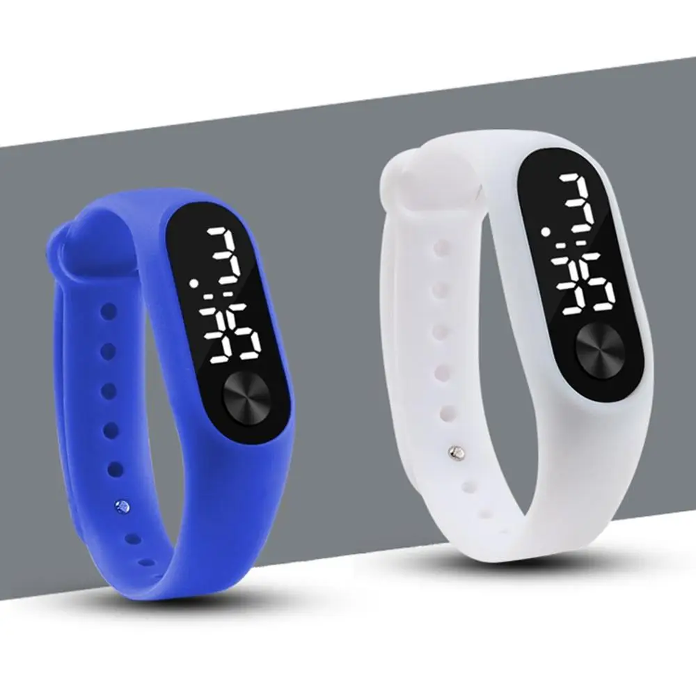 Мужские и женские повседневные спортивные часы-браслет, белый светодиодный электронный цифровой карамельный цвет, силиконовые наручные часы для детей