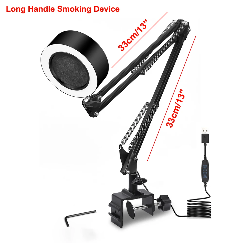 Long Smoking Device NEWACALOX Регулируемый сварочный выхлопной курительный аппарат с USB 3 цвета светодиодный светильник курительное устройство воздушный фильтр вентилятор для пайки - Цвет: Long Smoking Device