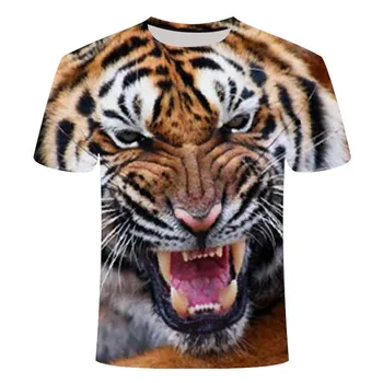 

New men's T-shirt 3D printed animal domineering three-dimensional tiger T-shirt short sleeve funny design casual top T-shirt
