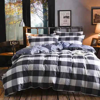 

30 Cotton Printed Classic stripe lattice Bedding Set Soft Duvet Cover Sets Pillowcases Twin Full Double Queen King Size 1/3Pcs