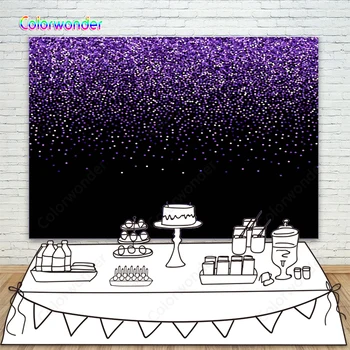 

Birthday Backdrop purple black Glitter Bokeh Shiny Photo Background wedding Party Banner Backdrops