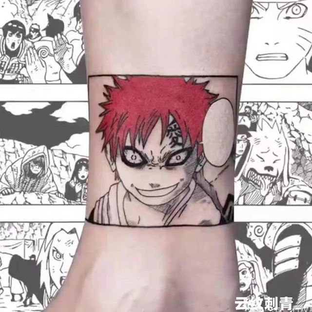 Gaara fake tattoo Naruto anime manga Temporary red sticker