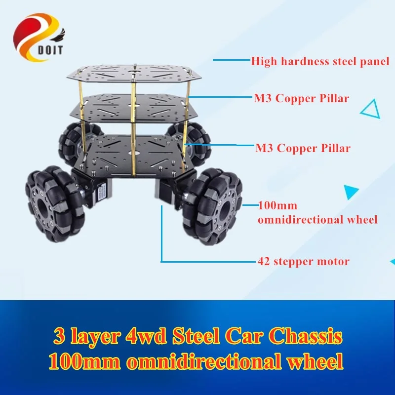 3 Decker 4wd 100 мм Универсальный колеса всенаправленная мобильное автомобильное