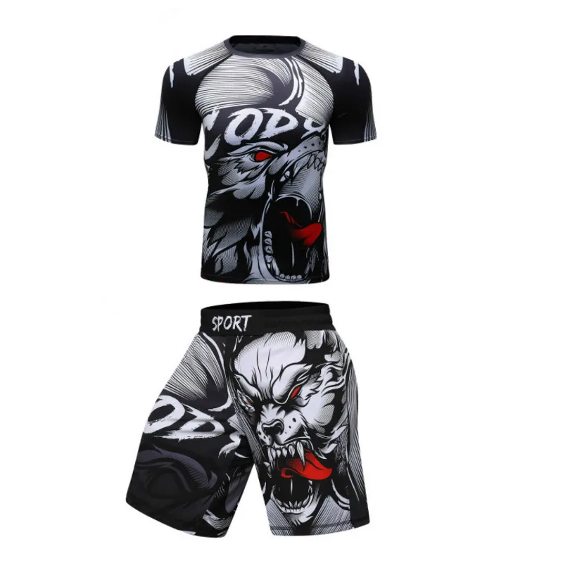 Спортивные наборы MMA Rashguard Jiu футболка джиу джитсу мужские трикотажные изделия