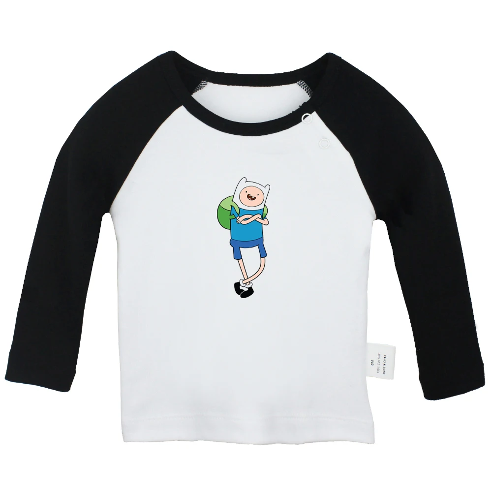 Adventure Time With Finn And Jake/Дизайнерские футболки для новорожденных мальчиков и девочек; футболка с длинными рукавами и графическим принтом для малышей; хлопковые топы