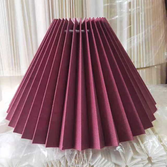 New Pleats Lampshade for Table Lamp Standing Floor Lamps Korean Style Pleated Lampshade Cute Desk Lamp Shade Bedroom Lamps E27 Red wine