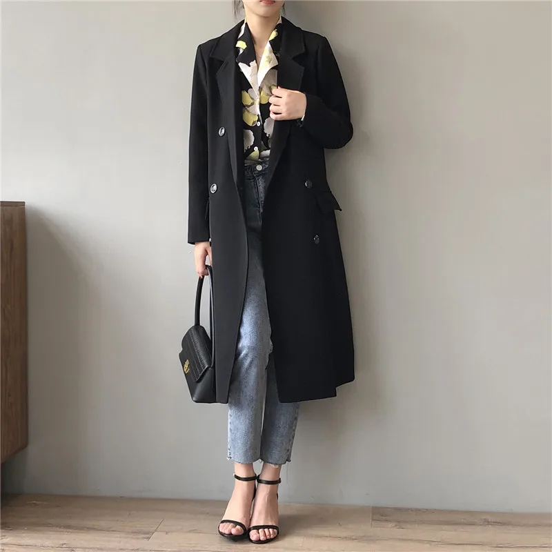 Autumn Women Woolen Coat 2020 Turn Down Collar Double Breasted Long Wool Coat Camel Women Warm Coat Casaco Feminino (12)